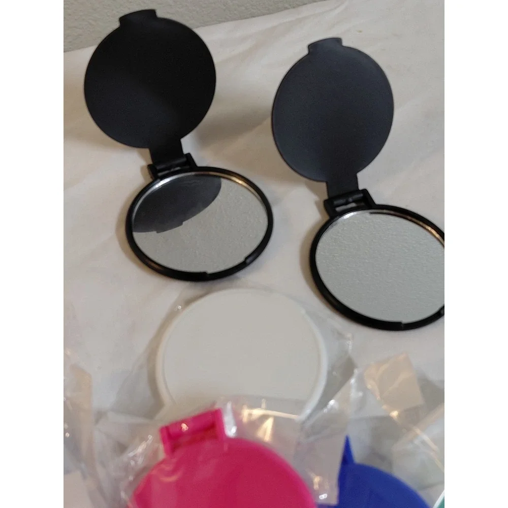 Lot of 38 Round Folding Compact Mirrors Assorted Colors Pocket Purse Travel NEW